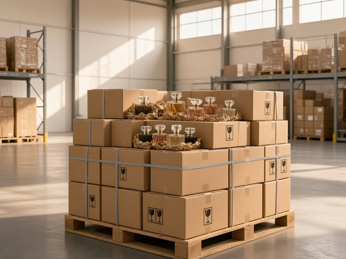 Export cartons prepared for perfume shipping from Dubai
